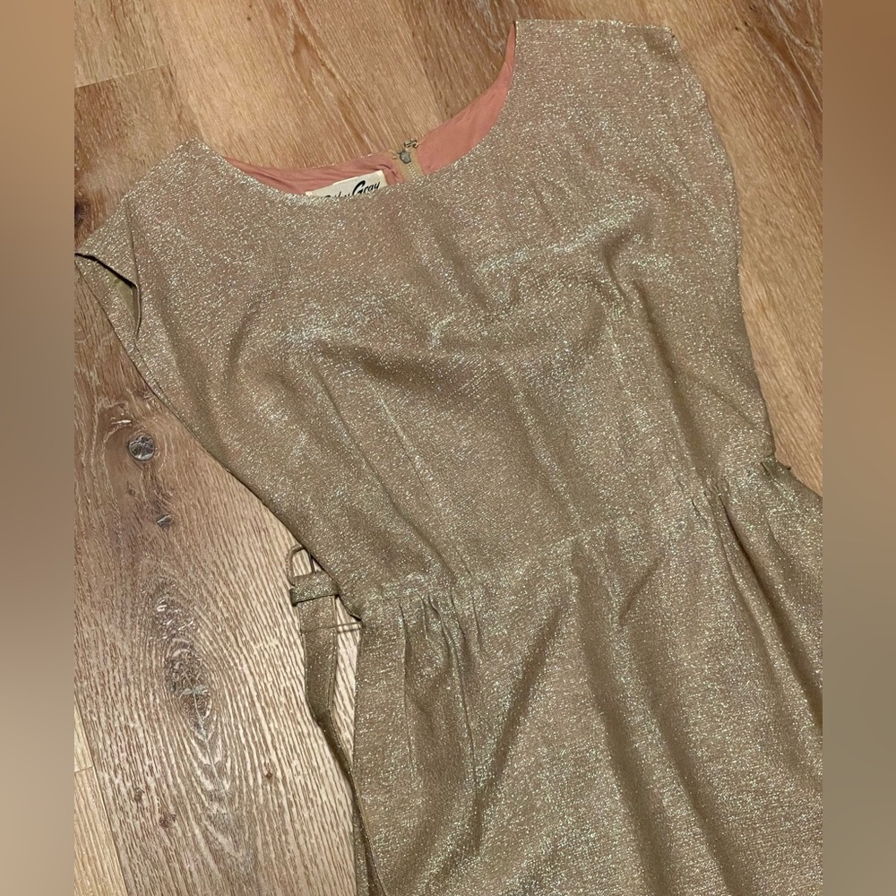 1950’s VTG bombshell Cathy Gray Gold Lurex cocktail Wiggle dress & bolero Set S - Picture 5 of 17